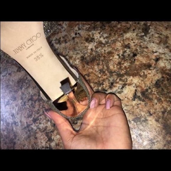 AUTHENTIC Jimmy Choo Lame Lang Glitter Sandals 8.5 - Picture 4 of 7